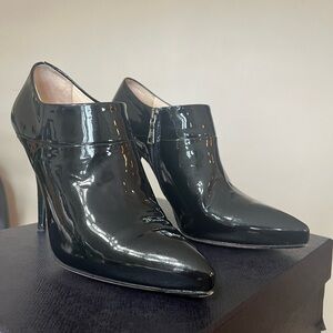 Prada Black Patent Leather Heel Booties